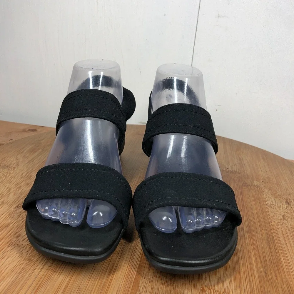 Mephisto womens size 38 shoes Black Ankle Strap Wedge Open Toe Walking sandals